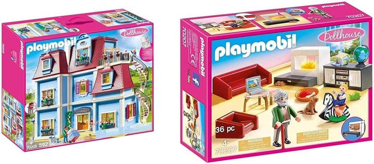 70205 My Big Dollhouse with Working Bell, Ages 4+ och 70207 Cozy Living Room with Light Effect Dollhouse, Ages 4+