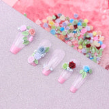 300 Stück Niedlich Blume Nail Charms, 3D Resin Blommor Camelie Rose Nägel Charms Mit Perle, Gemischt Größe Bunte Flower Nägel Deko Für Frauen Nail Art Zubehör