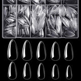 Btartbox Extra Short Almond Nail Tips - Full Cover Gel X Soft XS Gel Nail Tips - Pre-Shaped Semi-Matte For Wide Nails Salon 320 Stk