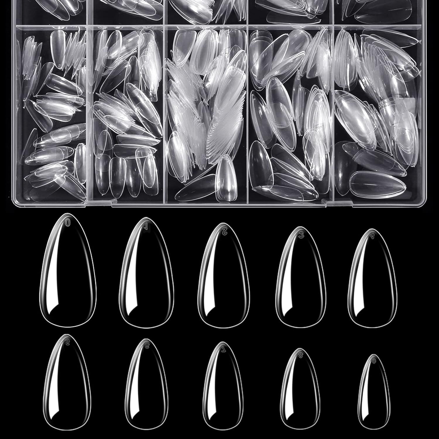 Btartbox Extra Short Almond Nail Tips - Full Cover Gel X Soft XS Gel Nail Tips - Pre-Shaped Semi-Matte For Wide Nails Salon 320 Stk
