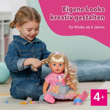 BABY born Carla - 43 cm docka - högkvalitativt blont hår med trådar - inga batterier krävs - lämplig för barn från 4 år och uppåt - innehåller 7 tillbehör, rosa