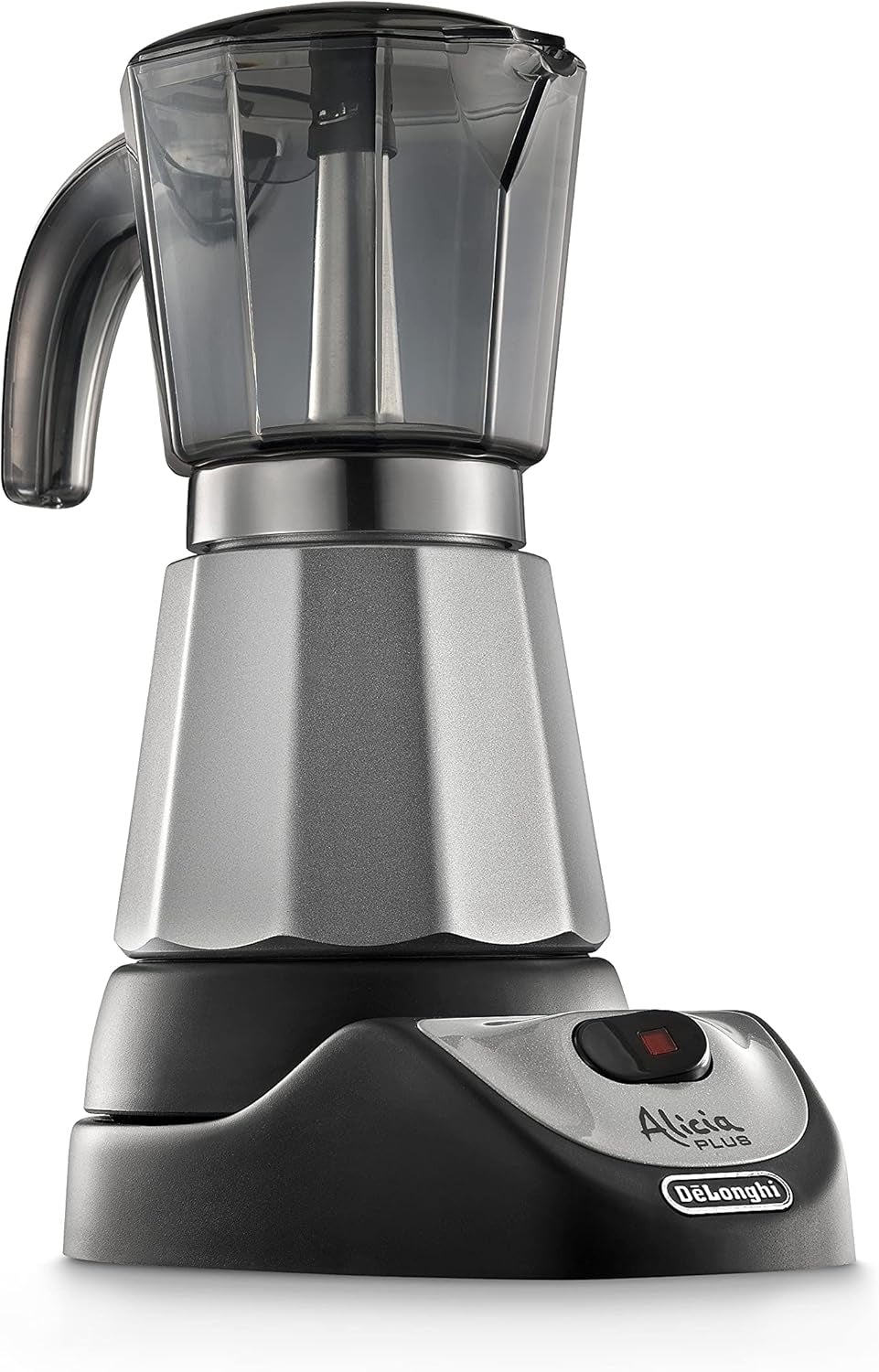 De'Longhi Alicia Plus EMKM6.B Moka Pot (360° roterbar, 550 W) Silver-svart
