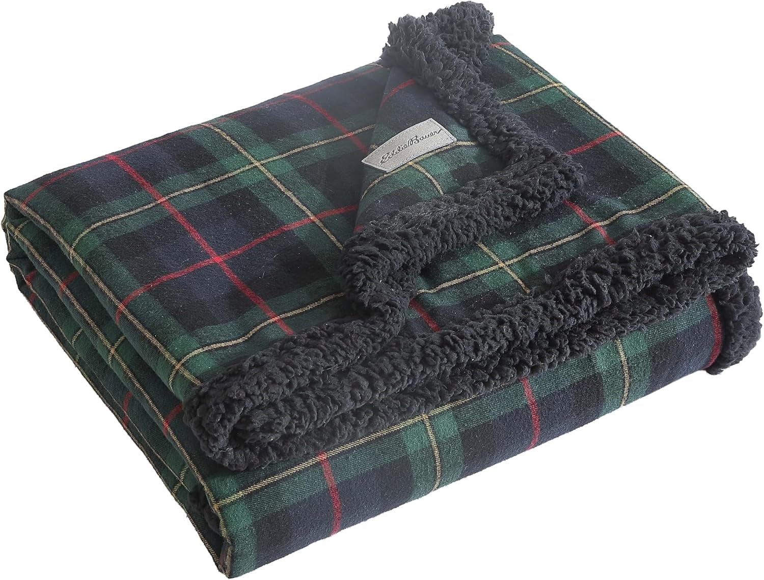 Eddie Bauer Filt, Bomullsflanell, Heminredning, Vändbar, Sherpa Sängkläder, Pine Check, Throw Quilts & Quilts Naty Shop