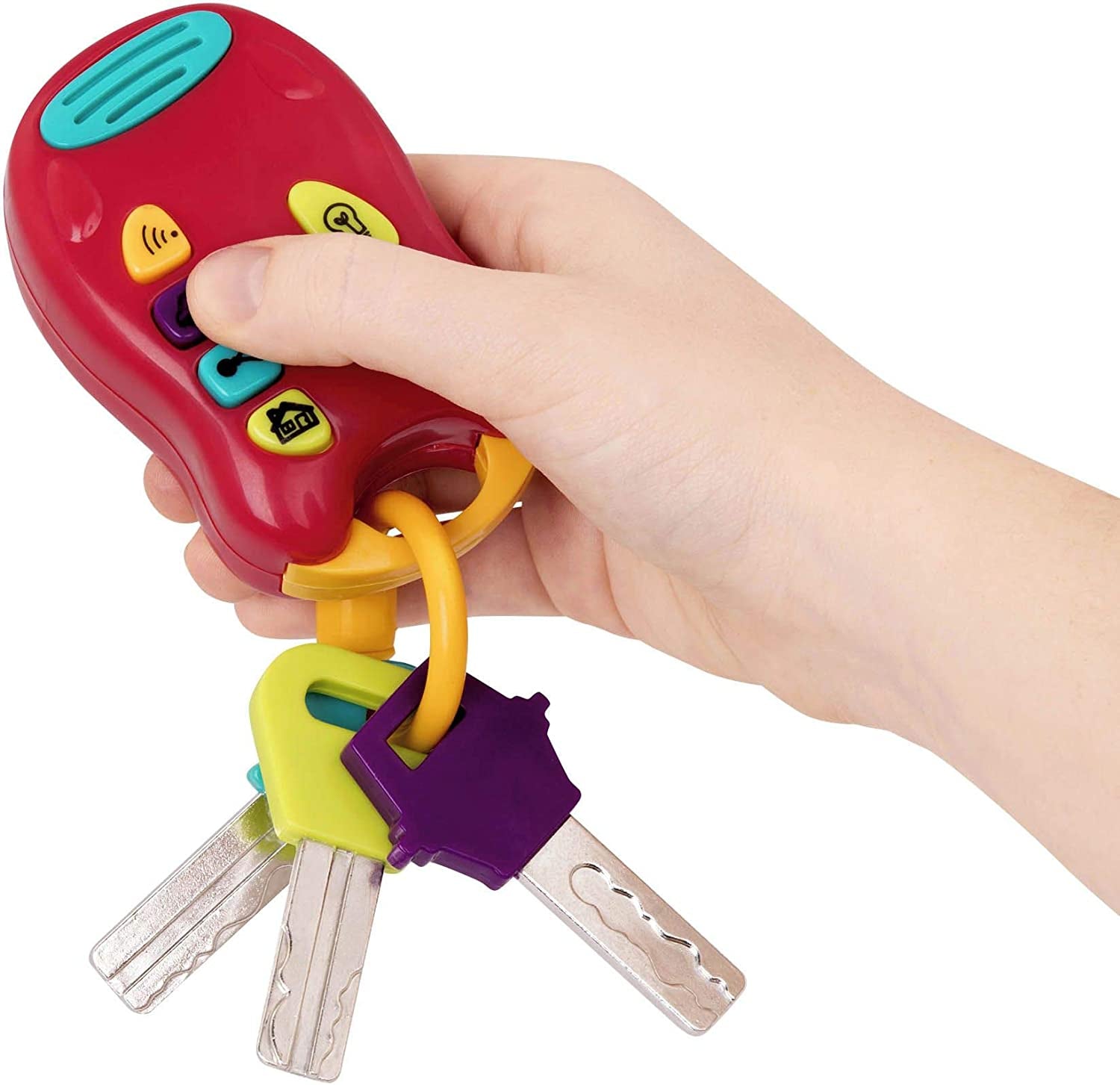 Battat leksaksnyckel babyleksak - Färgglad bilnyckelring med ljus och ljud för barn från 10 månader och uppåt Bebe Toys Naty Shop
