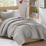 Comfort Spaces Kienna Quilt Set, Lyxiga dubbla sömmar, Sommarfilt, Lätt, Mjuk, Året Runt Sängkläder, Matchande Örngott, Vit, Filt för King Size-sängar (264,2 X 228,6 Cm), Naty Shop Täcken & Quilts Grå Twin/Twin Xl(66"X90")
