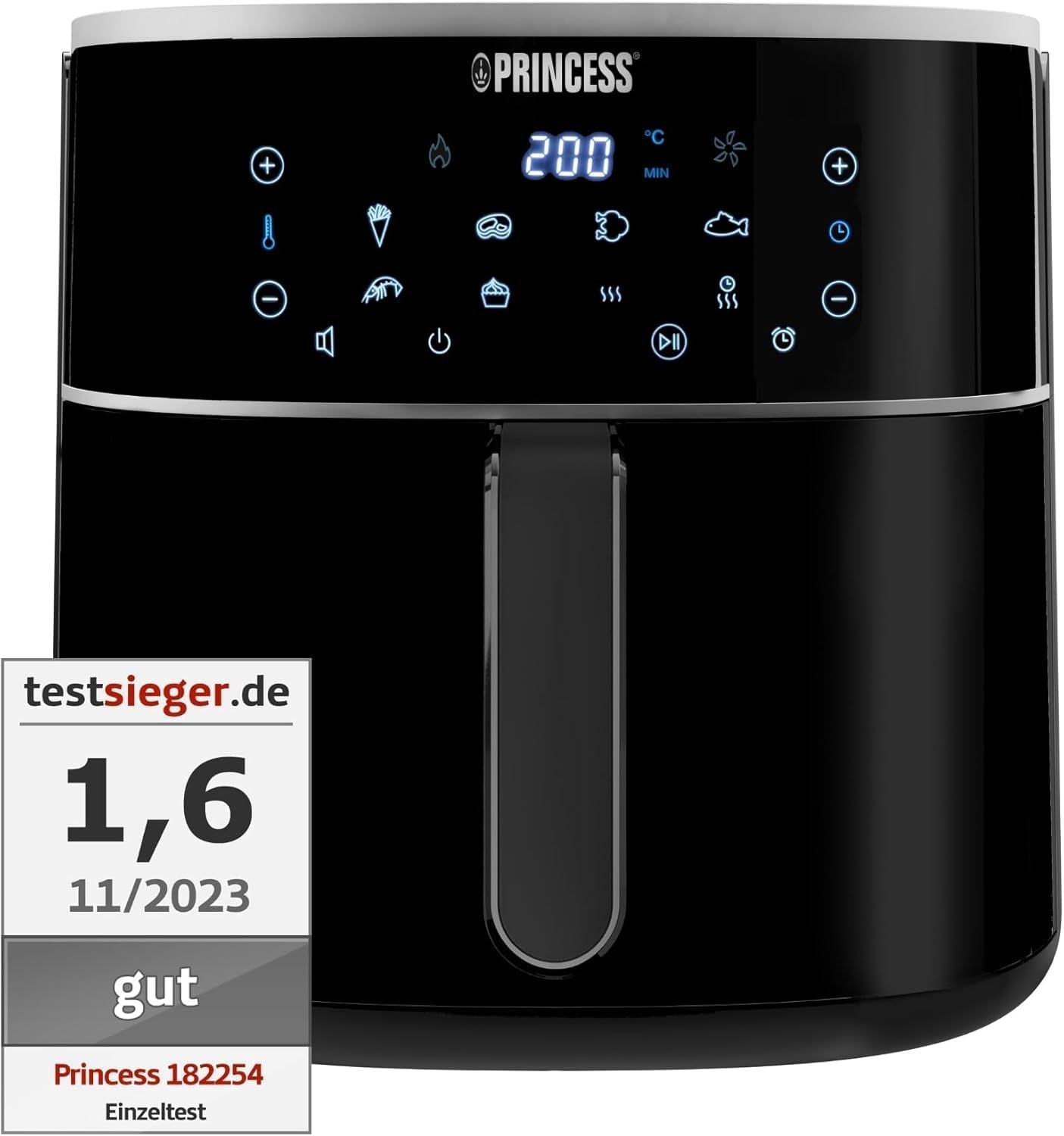 Princess Digital Hot Air Fryer - Variabel skålkapacitet - max 8 liter - 6 förinställda program Vitvaror Naty Shop 8 liter