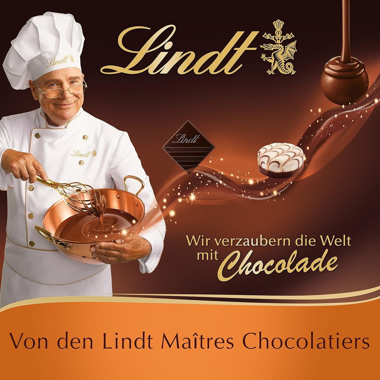 Lindor Choklad Topppresentation | 1718 g och chokladkakor med marsipan | 25 barer x 50g i en diskdisplay | 1250 g | Ren marsipan täckt med mörk choklad | Chokladkakor