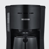 SEVERIN Filter kaffebryggare med termokanna, upp till 8 koppar kaffebryggare, attraktiv filterbryggare med isolerad karaff, svart, 1 liter, KA 9306