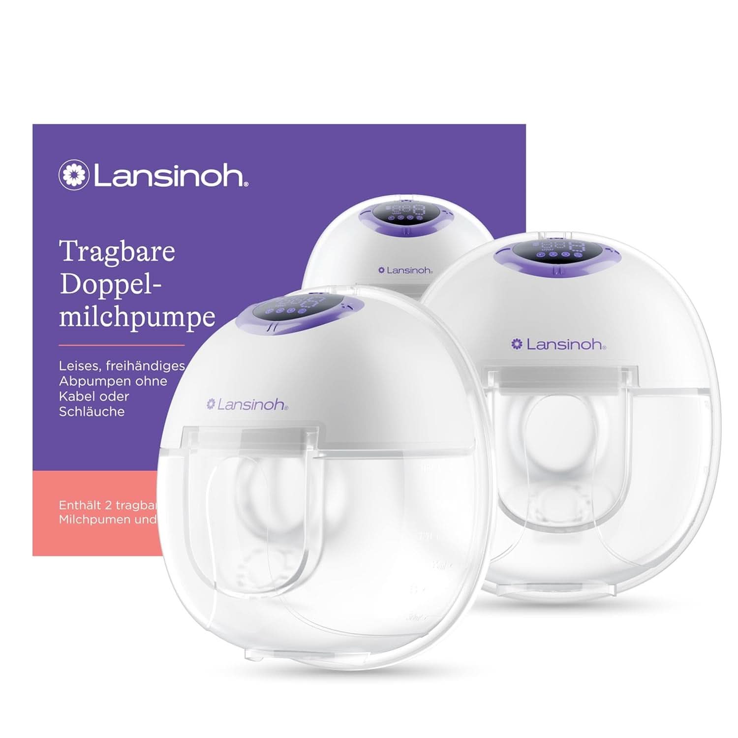Lansinoh Tragbare Elektrische Doppelmilchpumpe – Freihändig Und Leise Abpumpen Ohne Kabel & Schläuche – Wiederaufladbarer Akku – Einfache Bedienung & Reinigung - Handsfree Tillbehör Mat och Amning Bebe Naty Shop