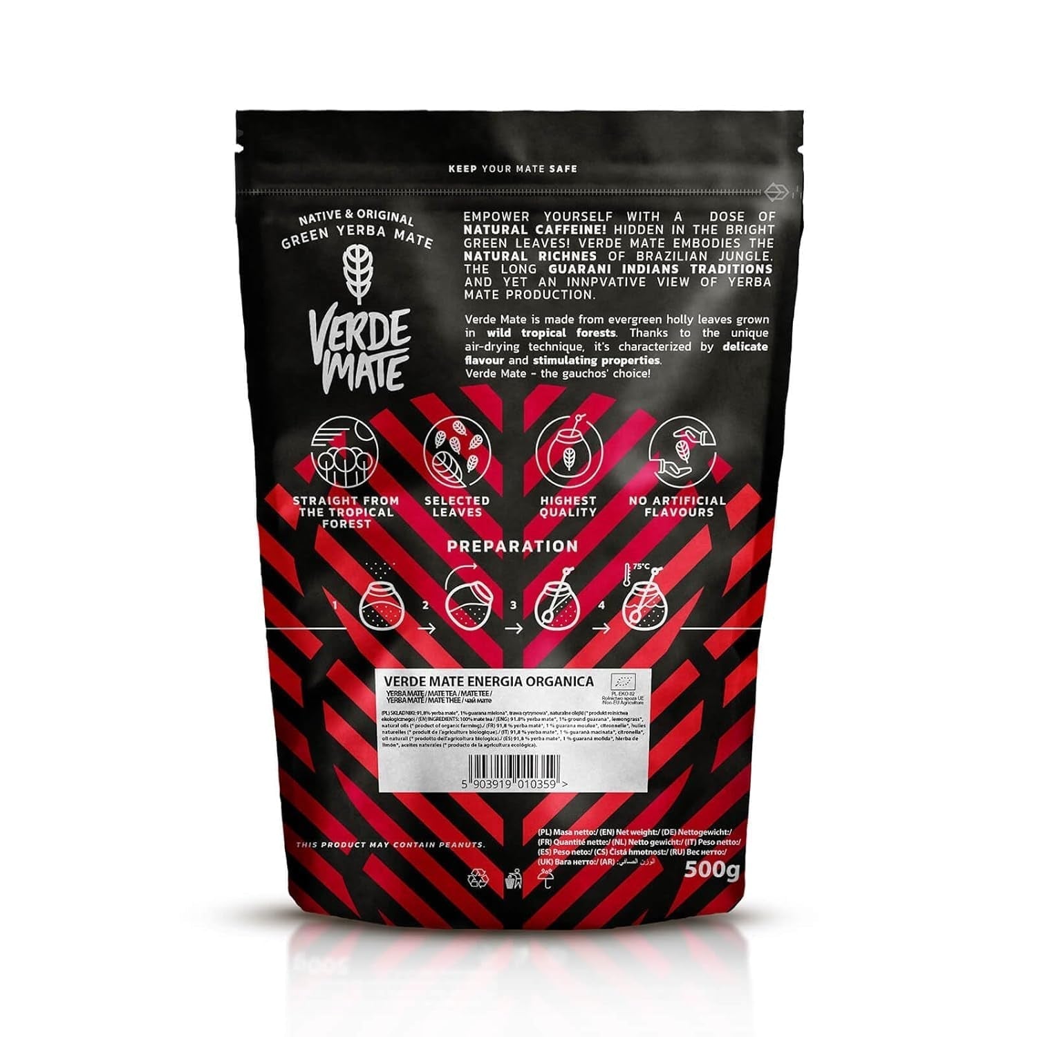 Green Mate Green Orgánica Energy Guarana 500G | Ekologiskt Yerba Mate-te från Brasilien | Naturligt koffeininnehåll | Ekologiskt Mate-te