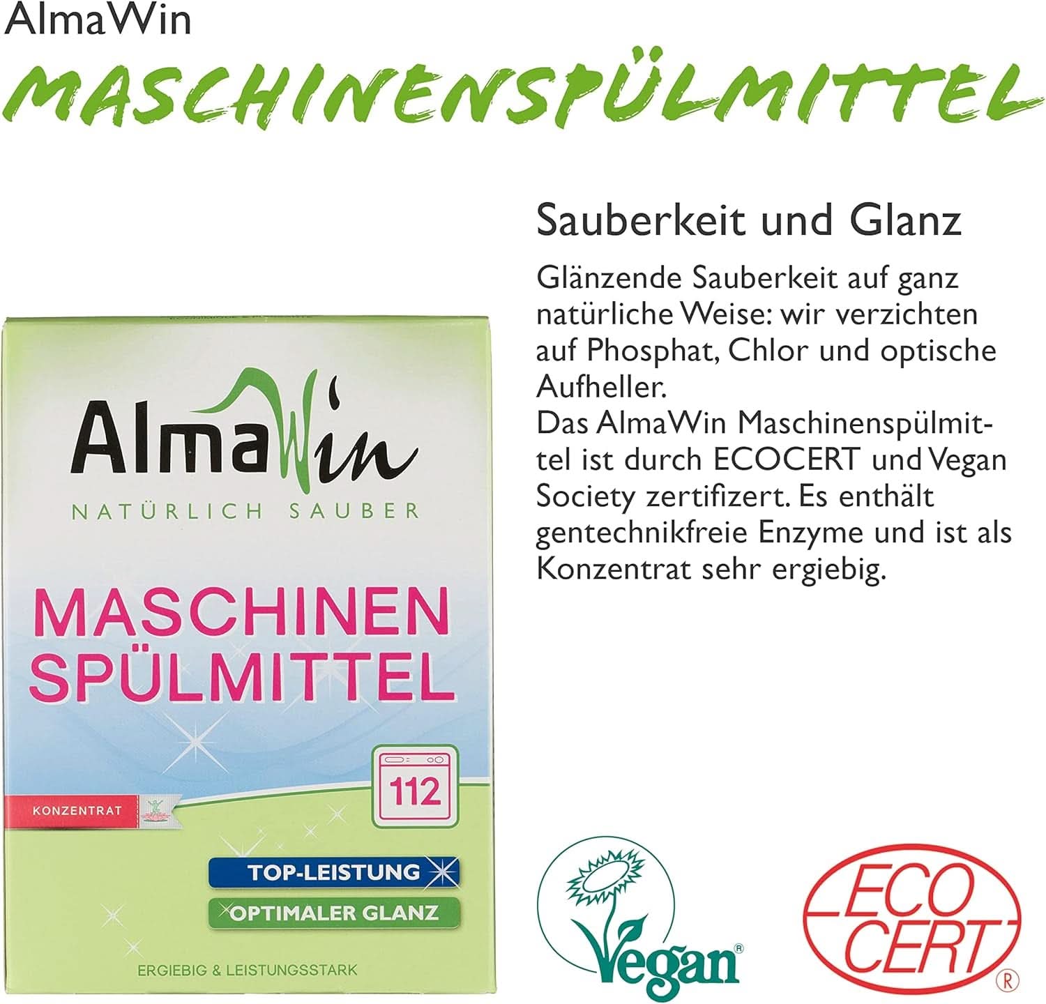 Almawin eco, diskmedel 2,8 kg, 112 tvättar, kan doseras för olika mängder disk Naty Shop
