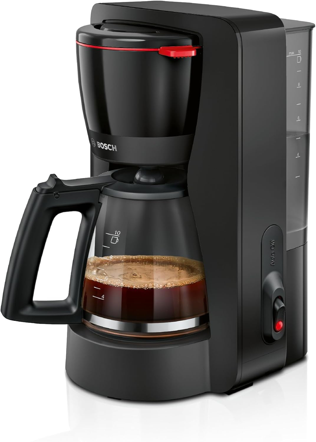 Bosch MyMoment TKA2M113 Filter Espressobryggare, 1,25L glaskaraff, 10-15 koppar, 40 minuters varmhållningsfunktion, Antidroppsystem, Roterande filterhållare, Löstagbar vattentank, 1200 Watt, Mattsvart