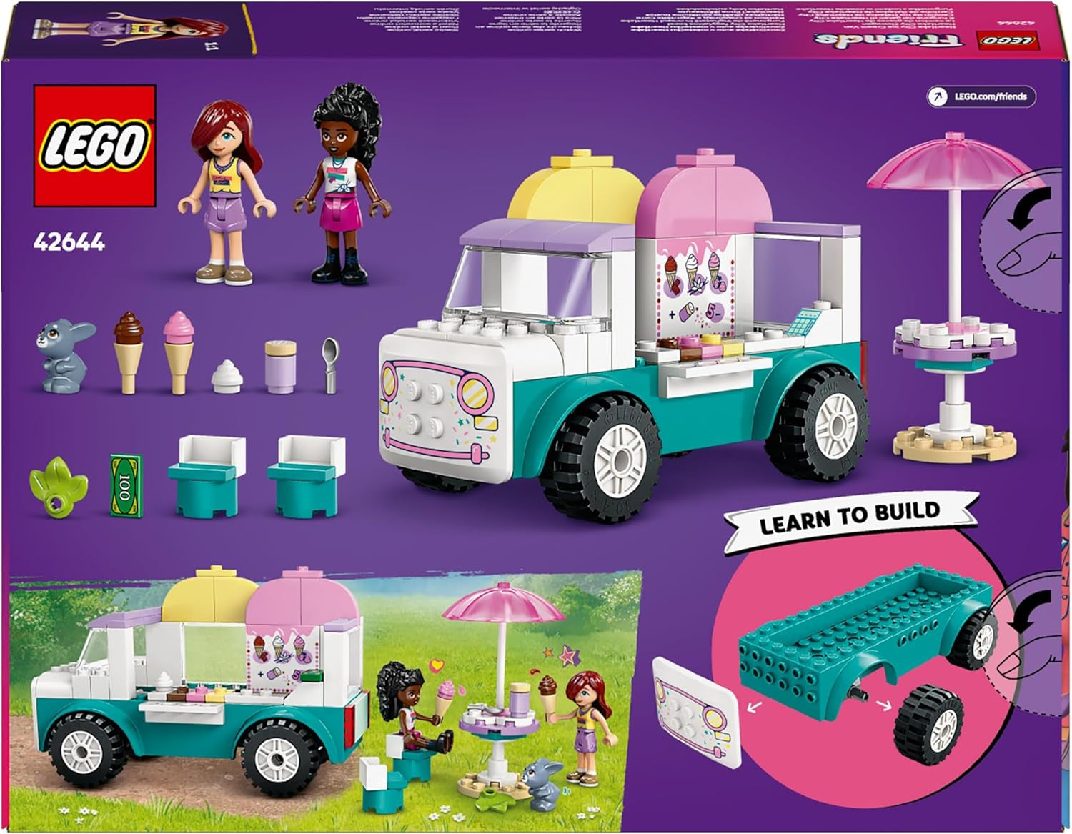 LEGO Friends Heartlake City Glassbil Låtsaslekset 2 figurer och en kanin Byggset 4 år gamla flickor Leksakskaraktär Minifigur Byggleksak 42644 Byggset Besuche den LEGO-Store