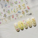 JMEOWIO 3D Nagelsticker Blumen Nail Art Sticker Selbstklebend Nagelaufkleber 5D Stereoskopisk Frühling Sommer Blumen Dekoration Nageldesign Zubehör 1 Blatt