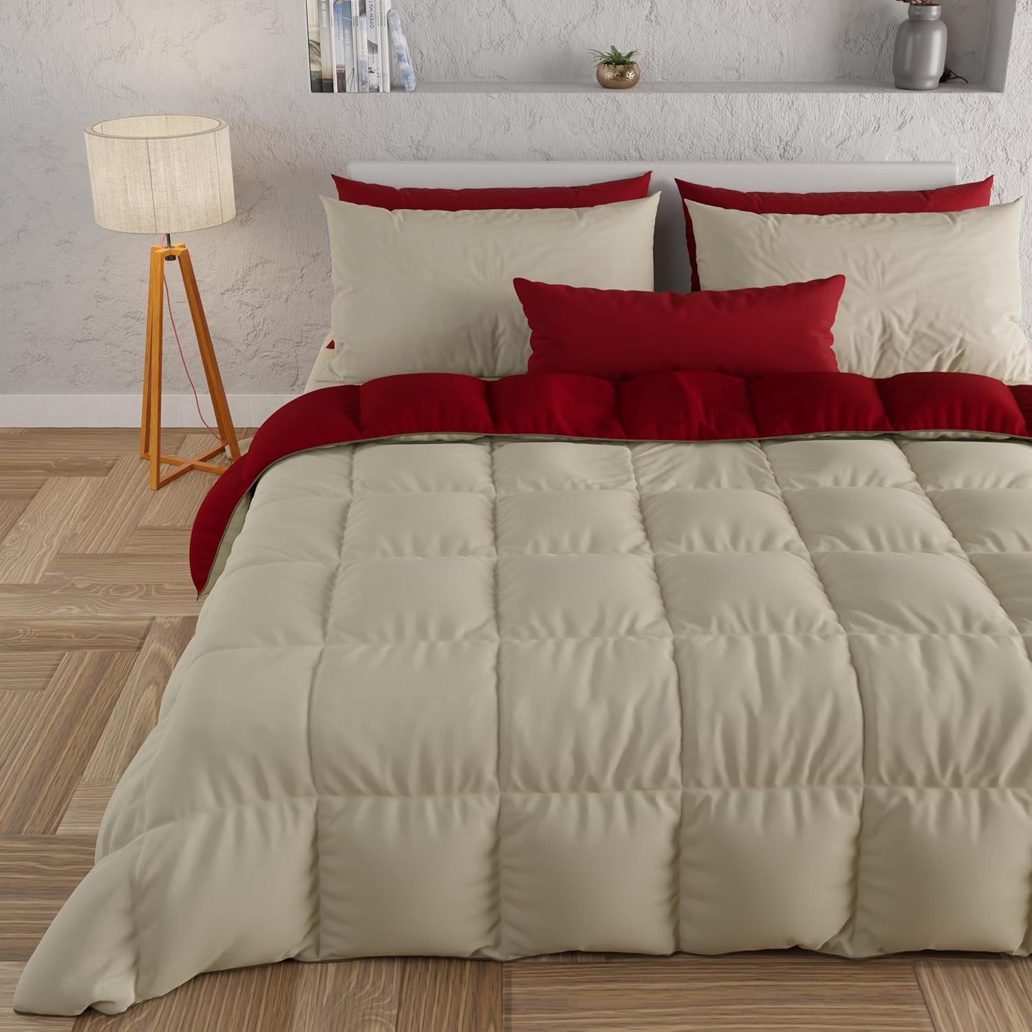 PETTI Artigiani Italiani - Dubbelsäng vintertäcke, maxi, monokrom, dubbelsidig, vit, grå, 100% Made in Italy Täcken och täcken Naty Shop Bordeaux taupe Una Piazza E Mezza