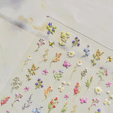 JMEOWIO 3D Nagelsticker Blumen Nail Art Sticker Selbstklebend Nagelaufkleber 5D Stereoskopisk Frühling Sommer Blumen Dekoration Nageldesign Zubehör 1 Blatt