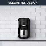 Rowenta Adagio Filter Espressomaskin, Termokanna i rostfritt stål, Håller kaffet varmt i upp till 4 timmar, 10-15 kopparkapacitet, 1,25L Kapacitet, Avtagbar filterkorg, Autoavstängning, Svart, CT3818