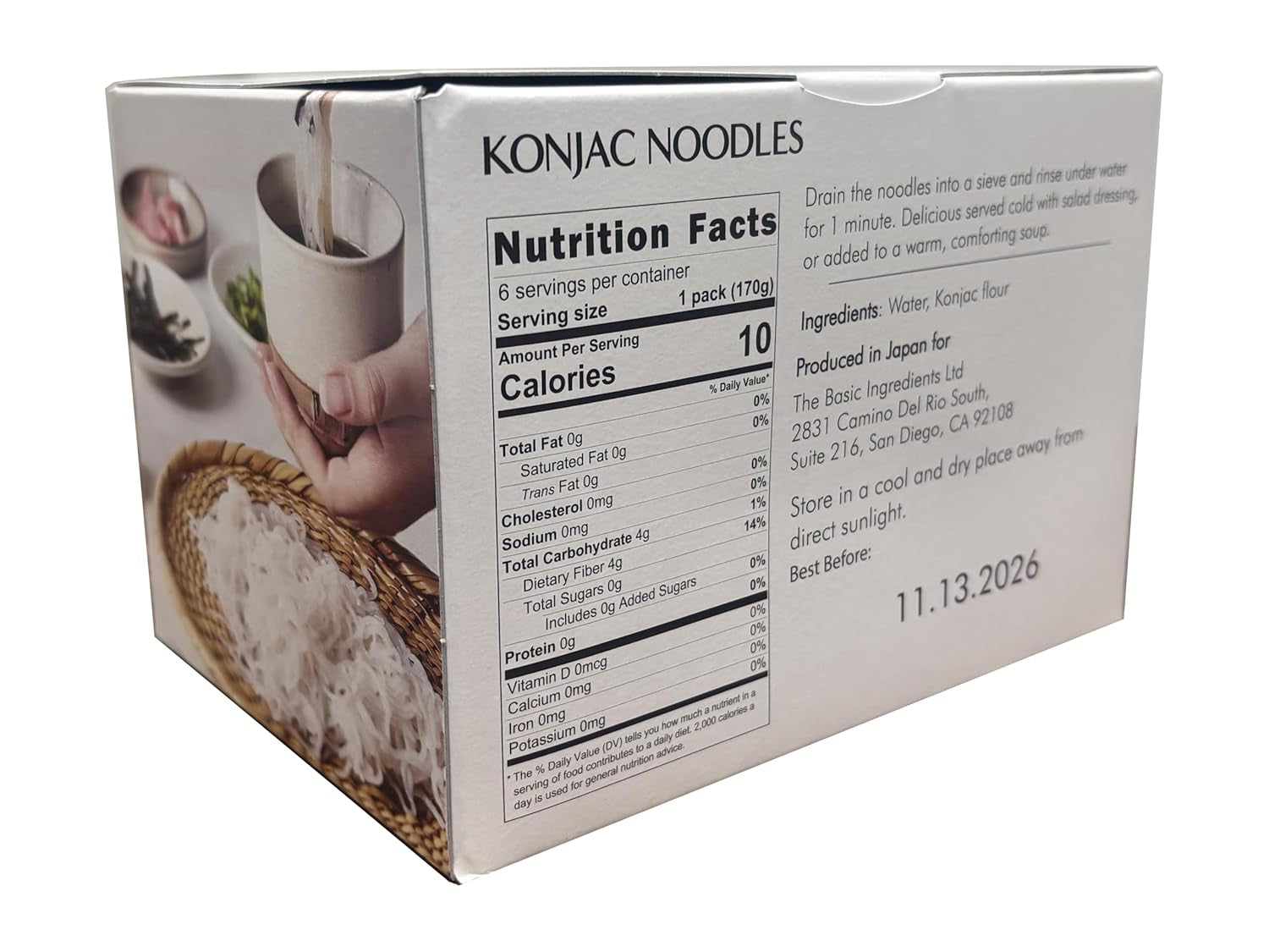 Shirataki konjacnudlar från Japan, 6 x 170 g | Keto-diet | Noll kolhydrater | Glutenfri Låg i kalorier
