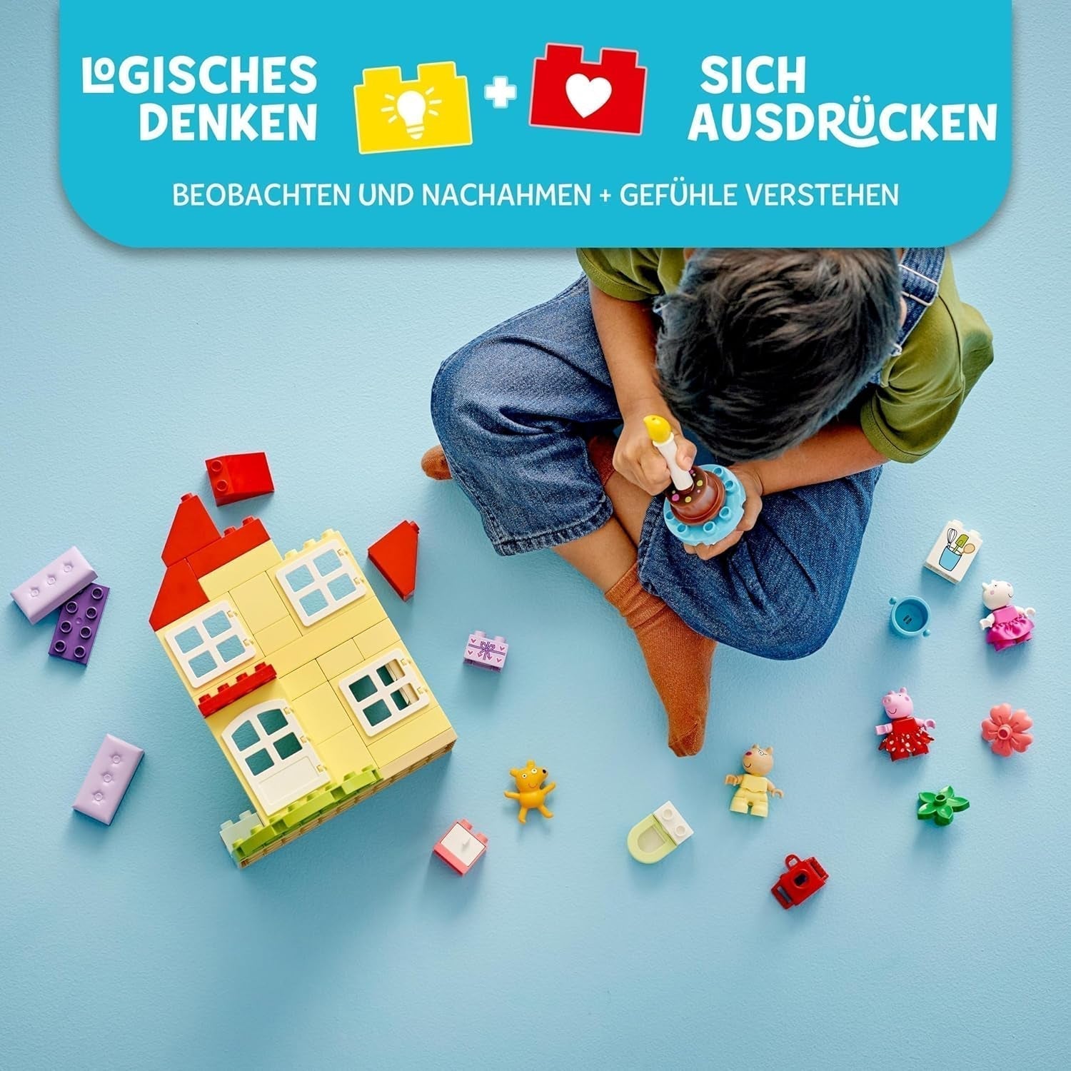 LEGO DUPLO Peppas födelsedagshus: Kreativ 3-siffrig leksak, bygg och bygg om leksakshus för 2-åringar, pojkar och flickor, främjar fingerfärdighet 10433 Byggset Besuche den LEGO-Store