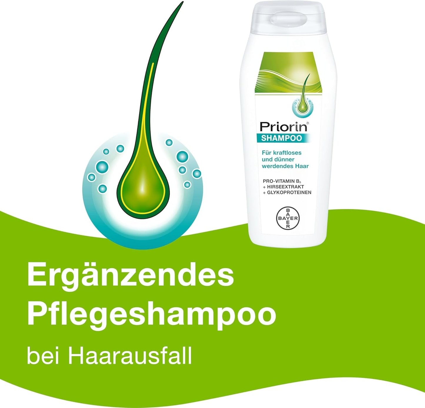 Priorin Shampoo - hårstärkande schampo - extra vård för svagt, tunt hår - utan parabener och färgämnen - 1 x 200 ml Hårvård Naty Shop