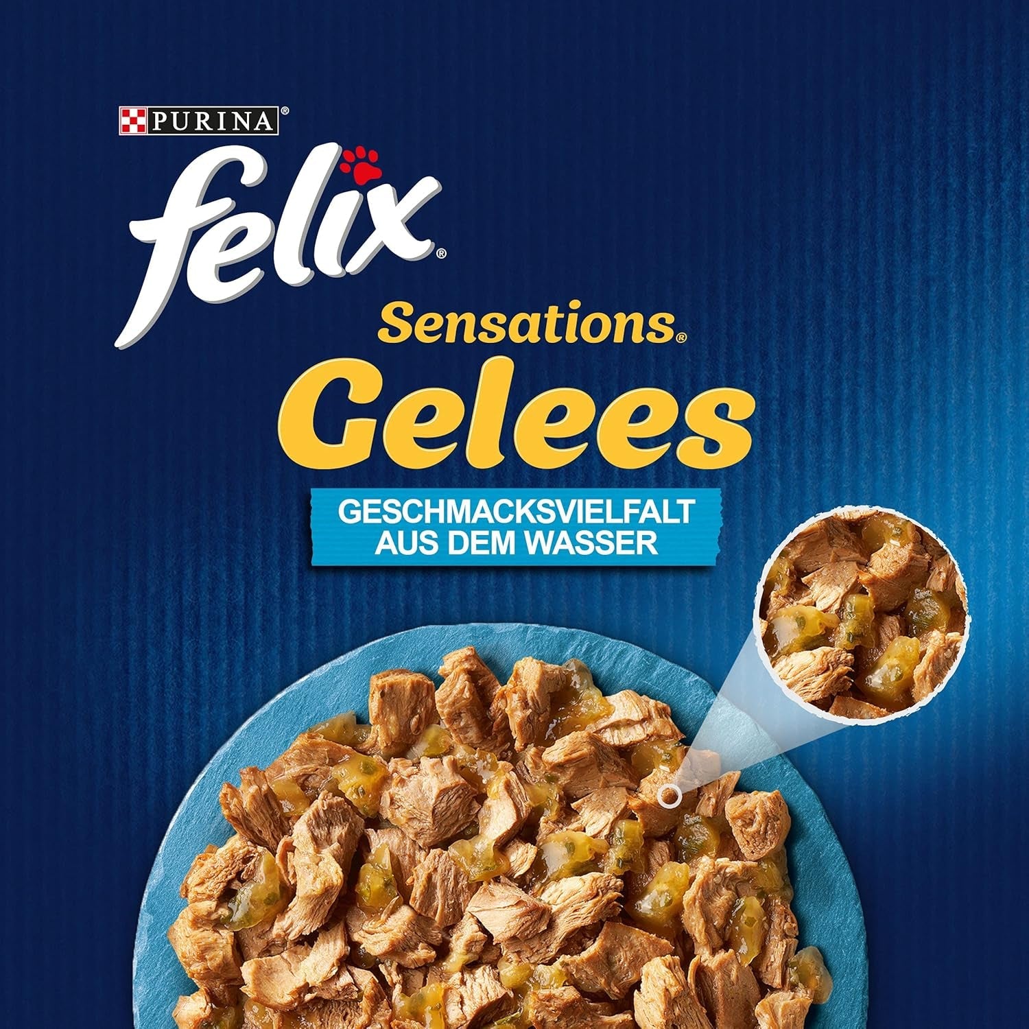 Felix Sensations Våt kattmat i gelé, blandad fiskblandning, 6 st (6 x 12 påsar à 85g vardera)