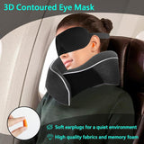 KILDOWS Flygplans nackkudde, Memory Foam Resekudde, Flygplans Resekudde med ögonmask och öronproppar, Ortopedisk Nackkudde, Perfekt för resor med flyg, bil, tåg Cervikala ortopediska kuddar Naty Shop