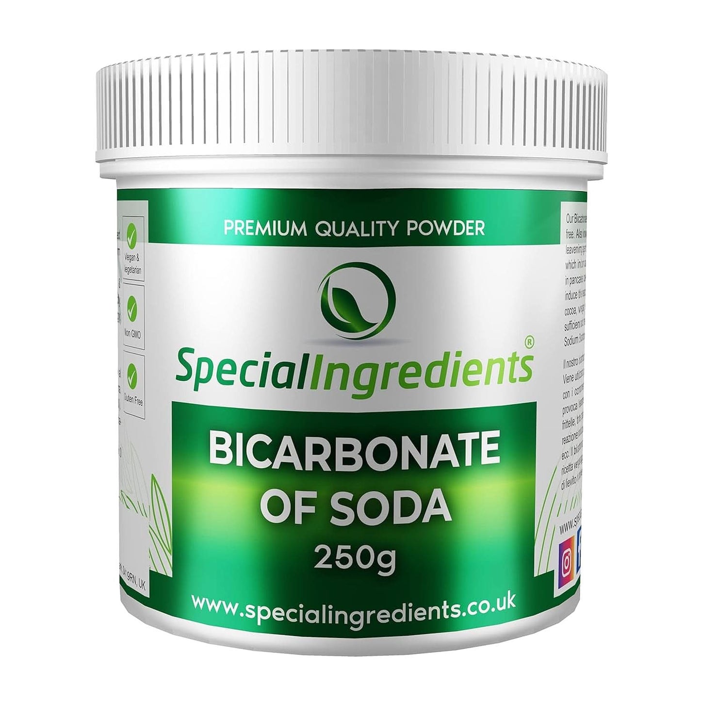 Specialingredienser Natriumbikarbonat - Premium Qualität Extra Fint Powder, Vegan, Gvo-Frei, Glutenfrei - Recycelbarer Behälter Kitchen Naty Shop