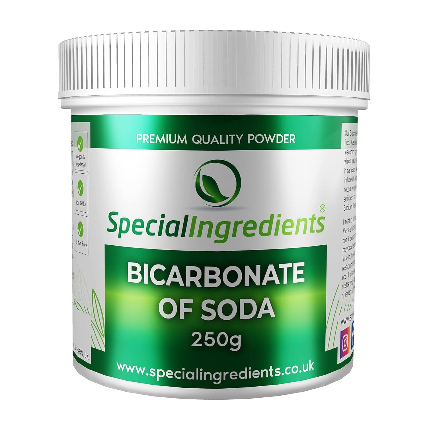 Specialingredienser Natriumbikarbonat - Premium Qualität Extra Fint Powder, Vegan, Gvo-Frei, Glutenfrei - Recycelbarer Behälter Kitchen Naty Shop