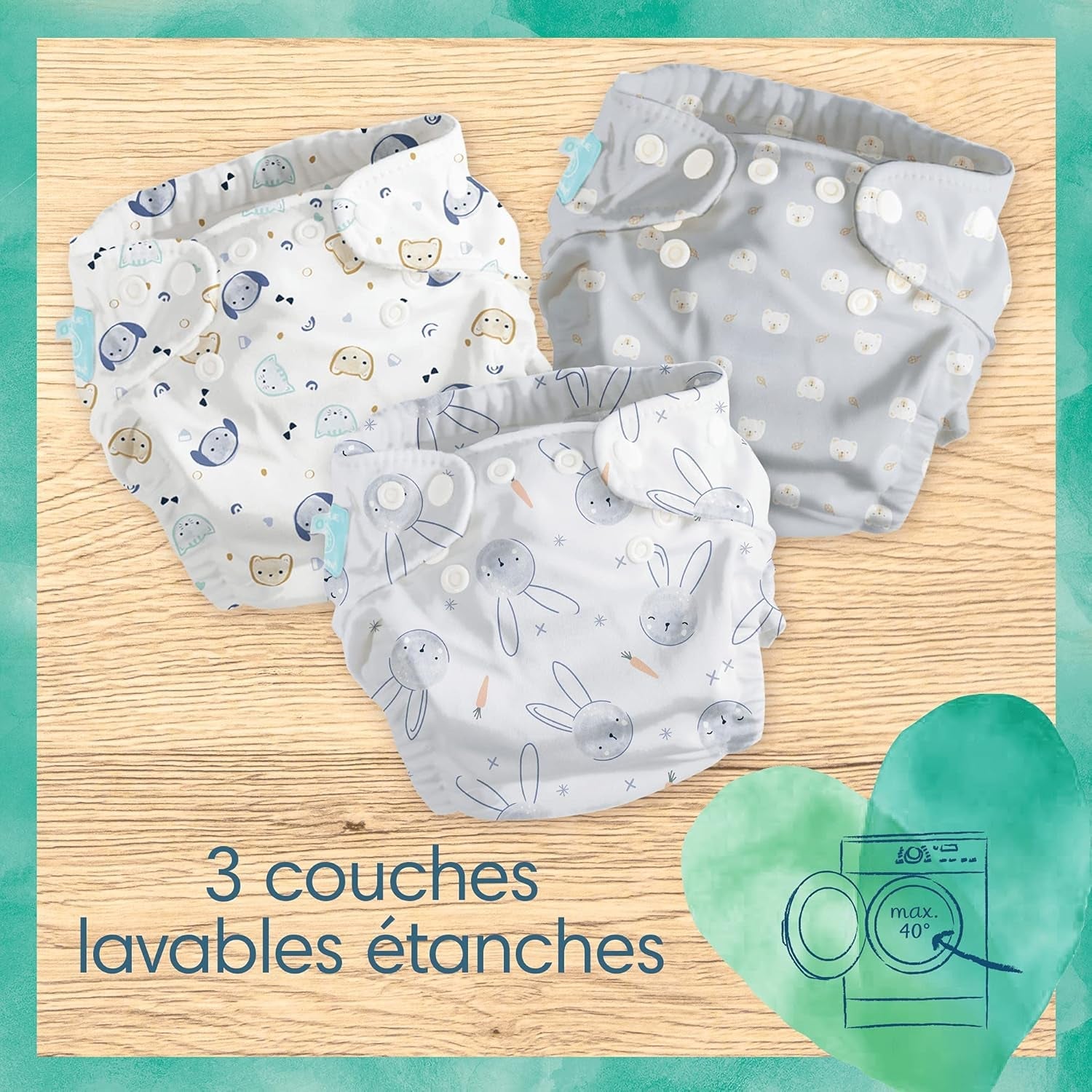Pampers - Harmony Hybrid startpaket, 3 tvättbara blöjor + 25 engångsöversta lager - 1 förpackning