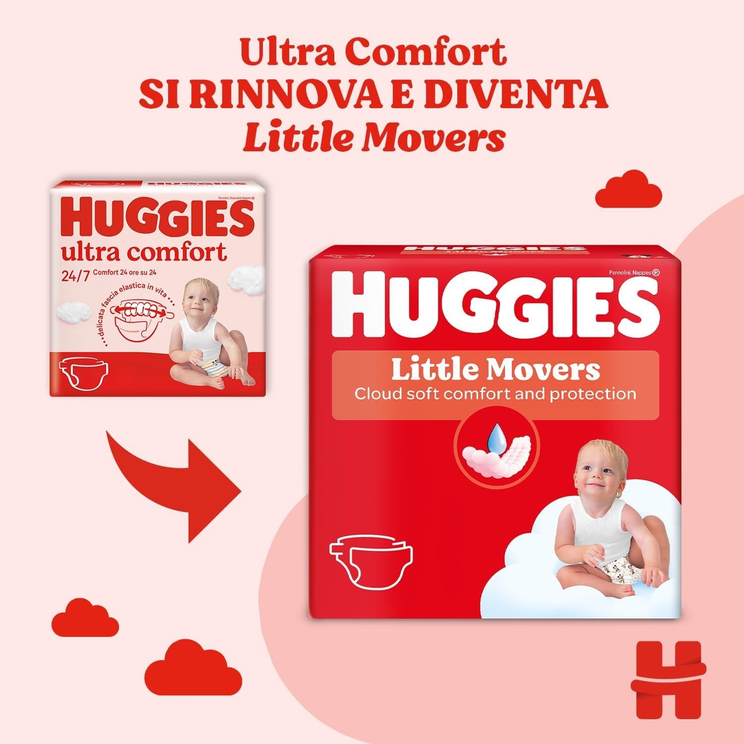 Huggies Ultra Comfort/Little Movers blöjor, storlek 3 (4-9 kg), Disney Design, Absorberande, Fullständigt skydd, 126 Count