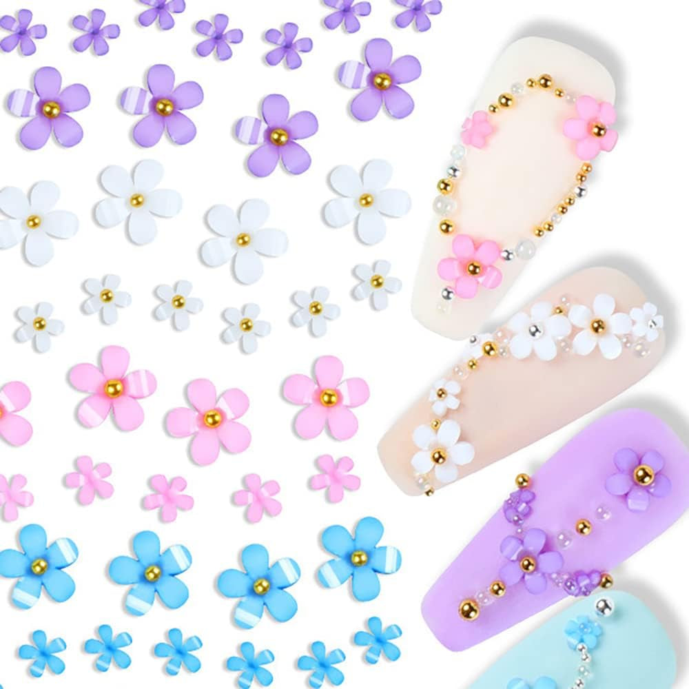 3D Flower Nails, 6 Grids, Flower Nail Charms, Akryl Nagel Strass, Nageltillbehör, DIY vårnageldekorationer