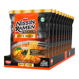 Nissin Ramen Premium - Miso Spicy 10-pack japansk stil Air Dry Instant Nudlar för "Restaurant Style" Ramen med en milt kryddig smak av miso och wakame-flingor (10 x 90,7 g)