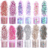 HOWAF 12 lådor Nail Glitter Ansikte Kroppsborste Glitter Smink Nagel Glitter Ögon Läpp Hår Kroppsdekoration Halloween Julfestival Maskerad Smink Tillbehör