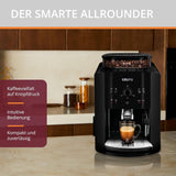 KRUPS Arabica Picto automatisk espressomaskin, kompakt design, lätt att använda, intuitivt justerbar vridreglage, mjölkskummare, 2-koppsfunktion, espressomaskin, svart, EA810870