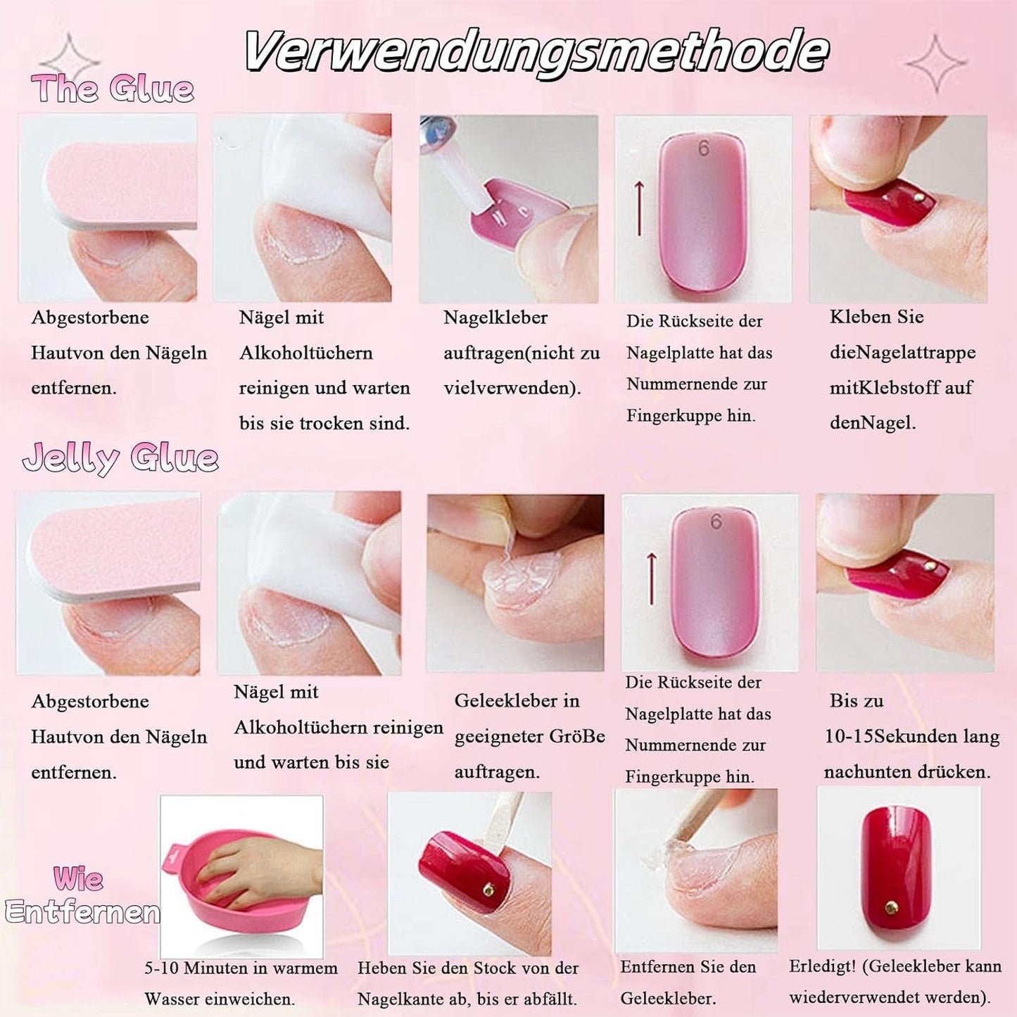 24st rosa enfärgade falska naglar självhäftande neutrala falska naglar Medium Square Mjuk Gel för kvinnor DIY Heltäckande Glitter Falska Naglar