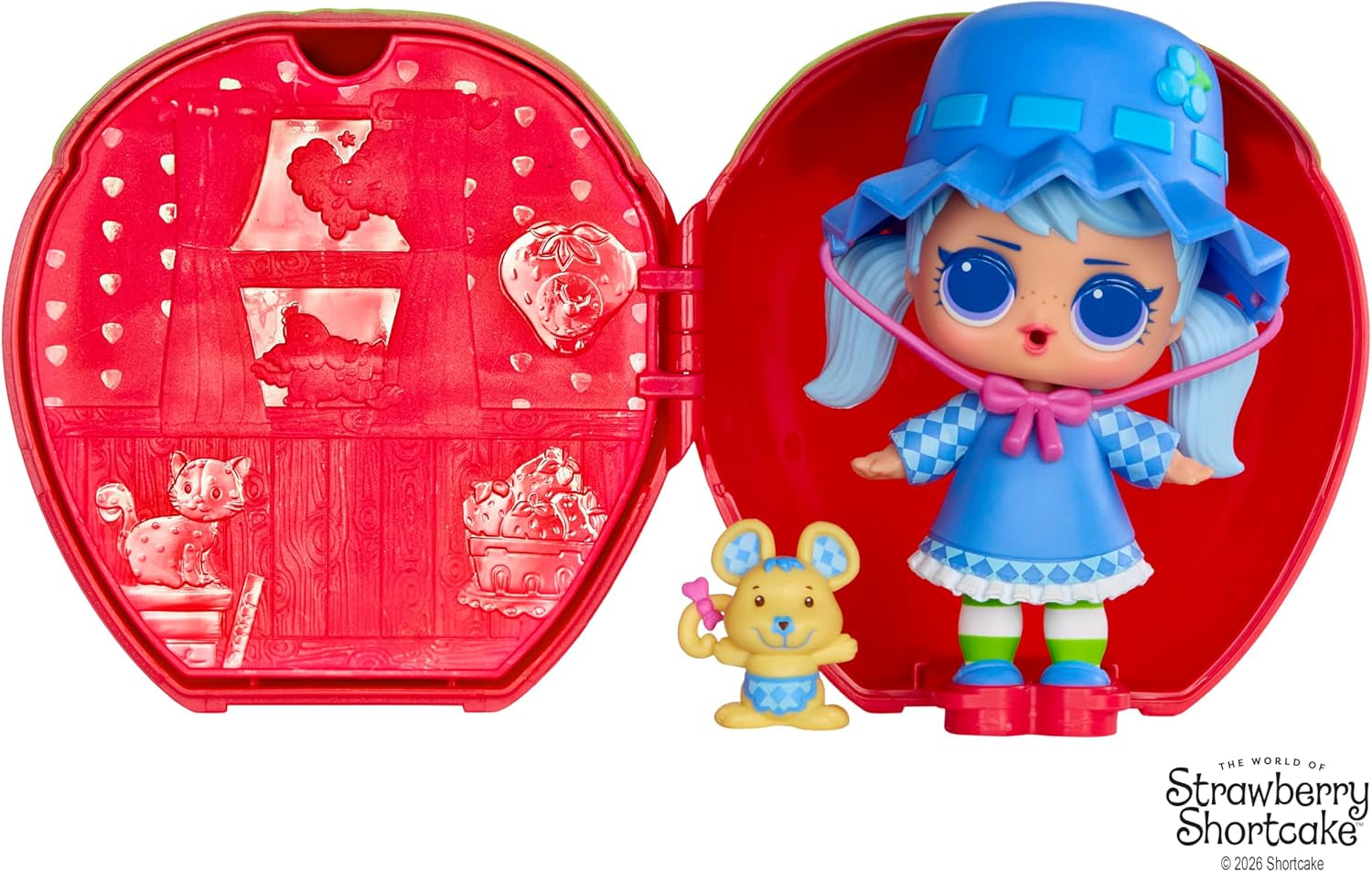 LOL Överraskning! Älskar Strawberry Shortcake Tots - Samlardoftande dockor med 7 överraskningar, husdjur, mode, skor, hatt, lekset med Strawberry Shortcake Convertible House, 4+