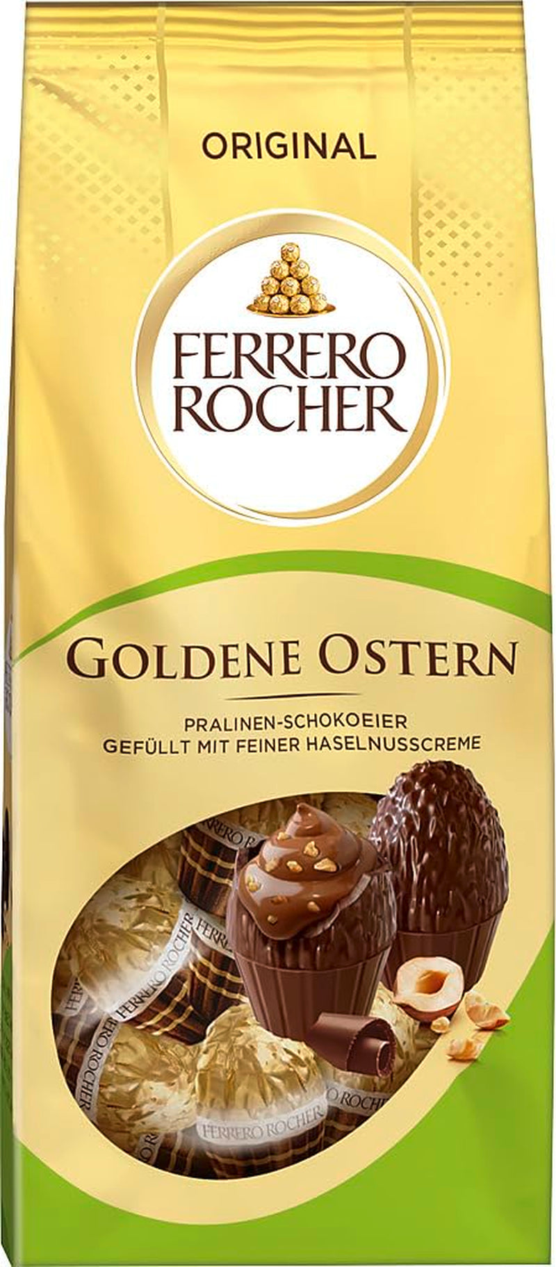 Ferrero Rocher Chokladägg 90g – Mjölkchoklad med hasselnötsbitar och fin kakaokräm med hasselnötter – Påskägg till påskbon – Påskpresent – ​​Påskchoklad, påskgodis