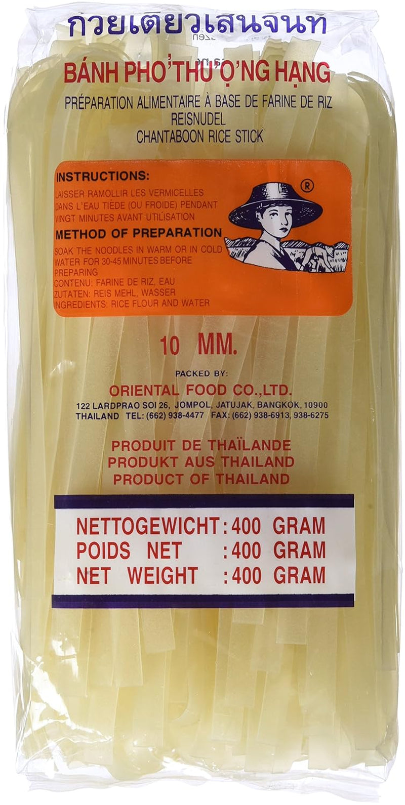 Risnudlar - thailändska, 10 mm breda risnudlar, gjorda av rismjöl - 17 x 400 g