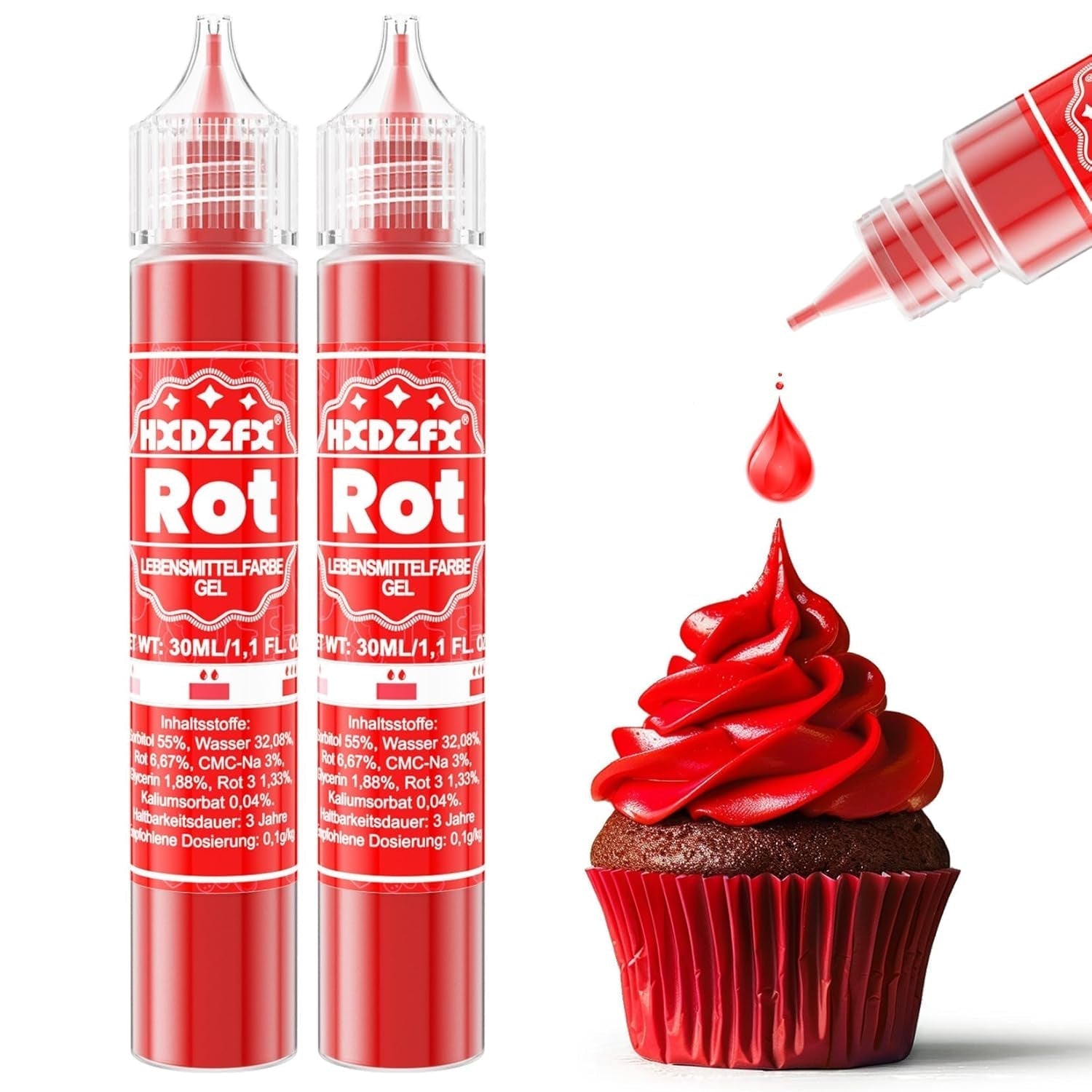 Gel matfärg - HXDZFX 2×30ml, sockerfri matfärg, högkoncentrerad, för dekoration av kakor, vit fondant, makroner, kakor, bakning, påskägg, slem (druvor lila)