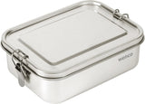 Wenco Lunchbox i rostfritt stål 2 fack Stor kapacitet 850ml Lunchbox Vattentät Diskmaskin Säker inklusive ersättningssilikonring 18,5 x 14 x 5,5 cm Silver (2-pack) Matförvaringslådor Naty Shop