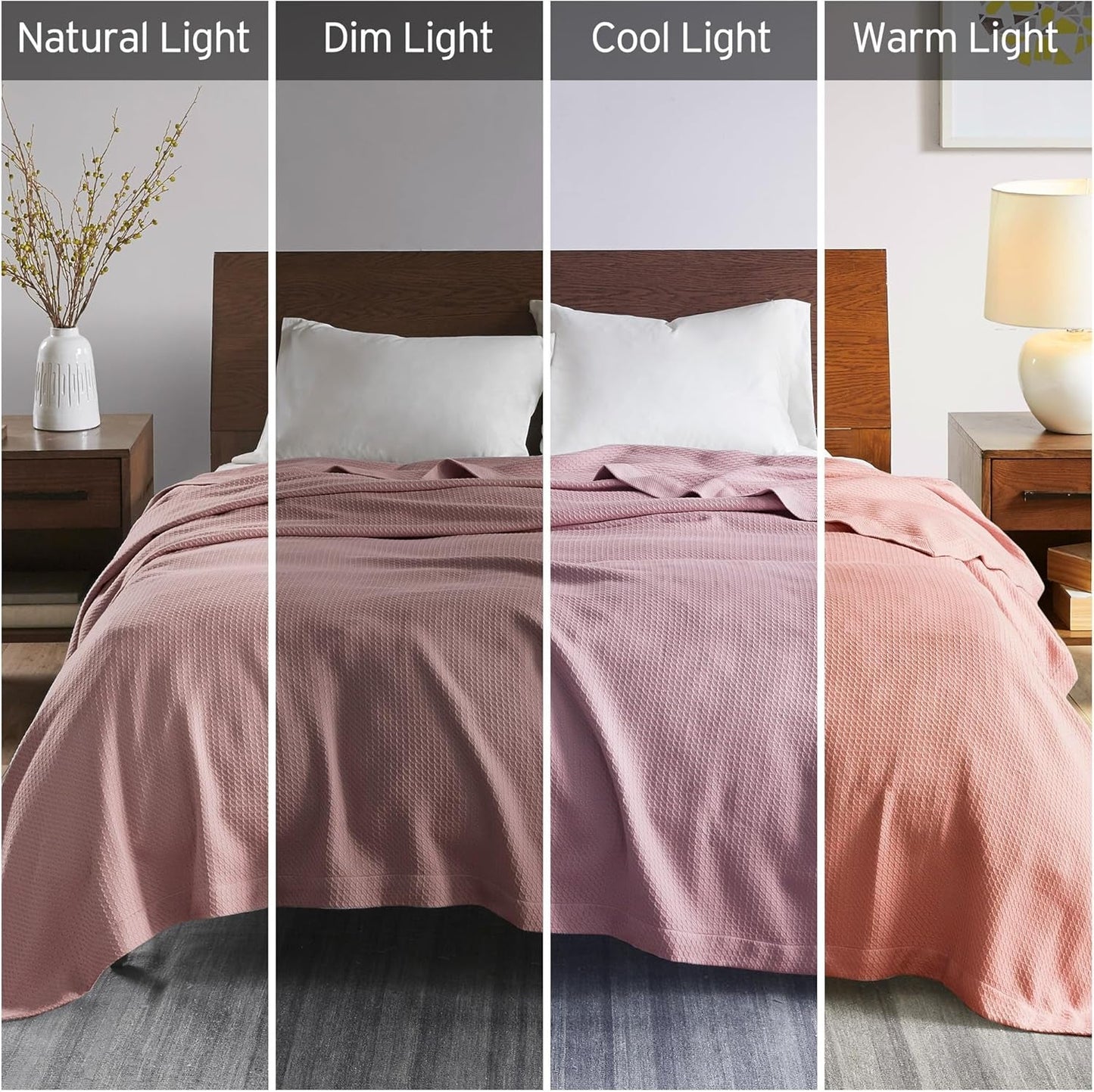 Madison Park 100 % egyptisk bomull Andas täckefilt Premium Stickad Lyxsäsong Lättviktsöverdrag för bäddsoffa och soffa Hel/Queen Bed Rose Naty Shop Täcken och täcken