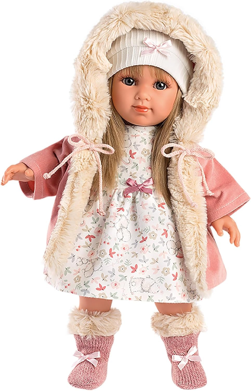 Llorens 1053541 Elena Blont hår Blå ögon Mode Mjuk kroppsdocka inklusive modeoutfit med huva 35 cm