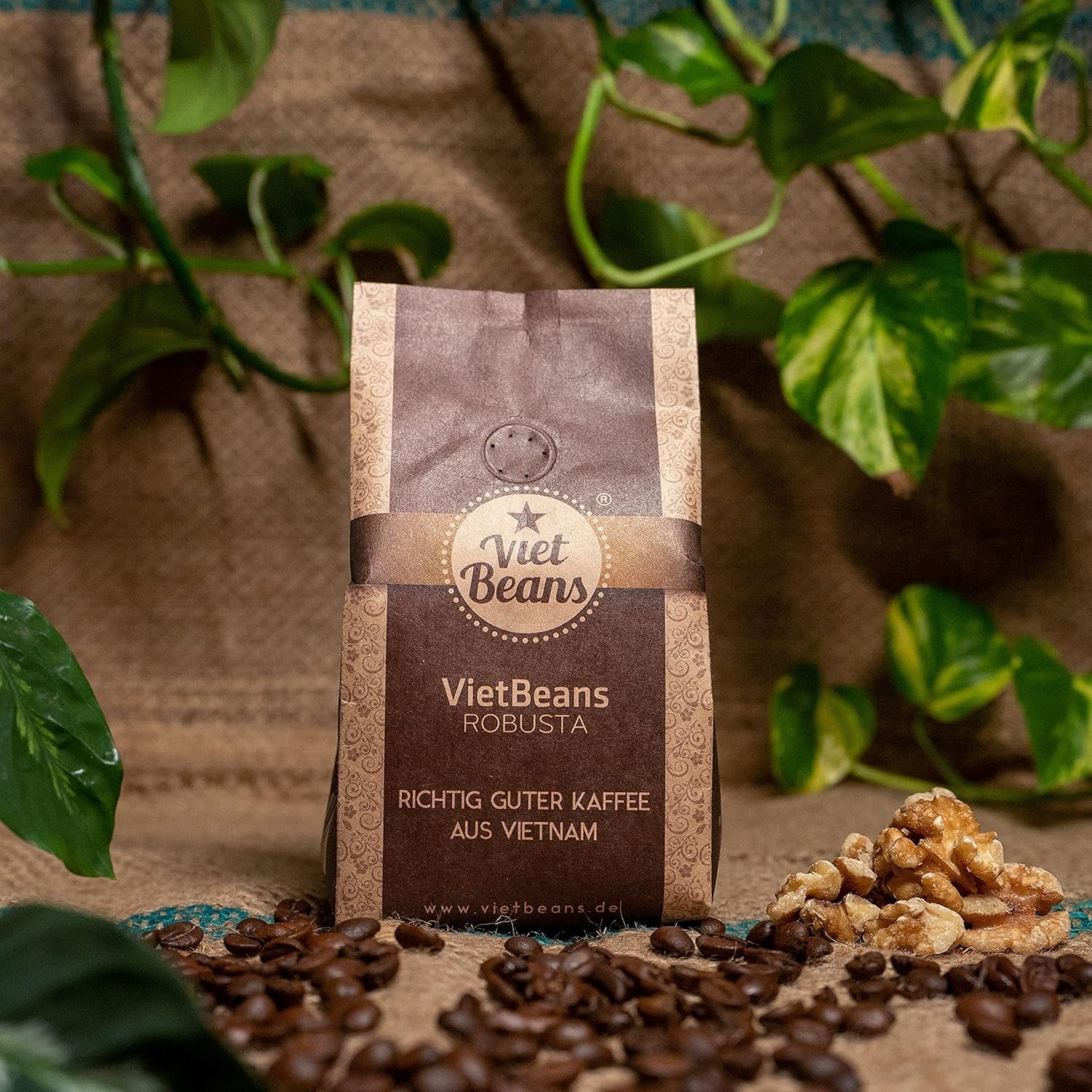 VietBeans 100 % Robusta – Ganze Bohne – Kaffespezialität aus Vietnam – Kräftig och würzig – 250g