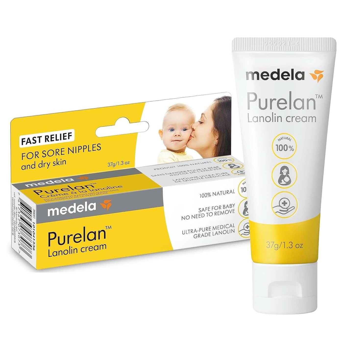 Medela Purelan 37G Lanolin Nipple Cream - kräm för ömma bröstvårtor och torr hud, 100 % naturliga, allergivänliga Tillbehör Mat och amning Bebe Naty Shop
