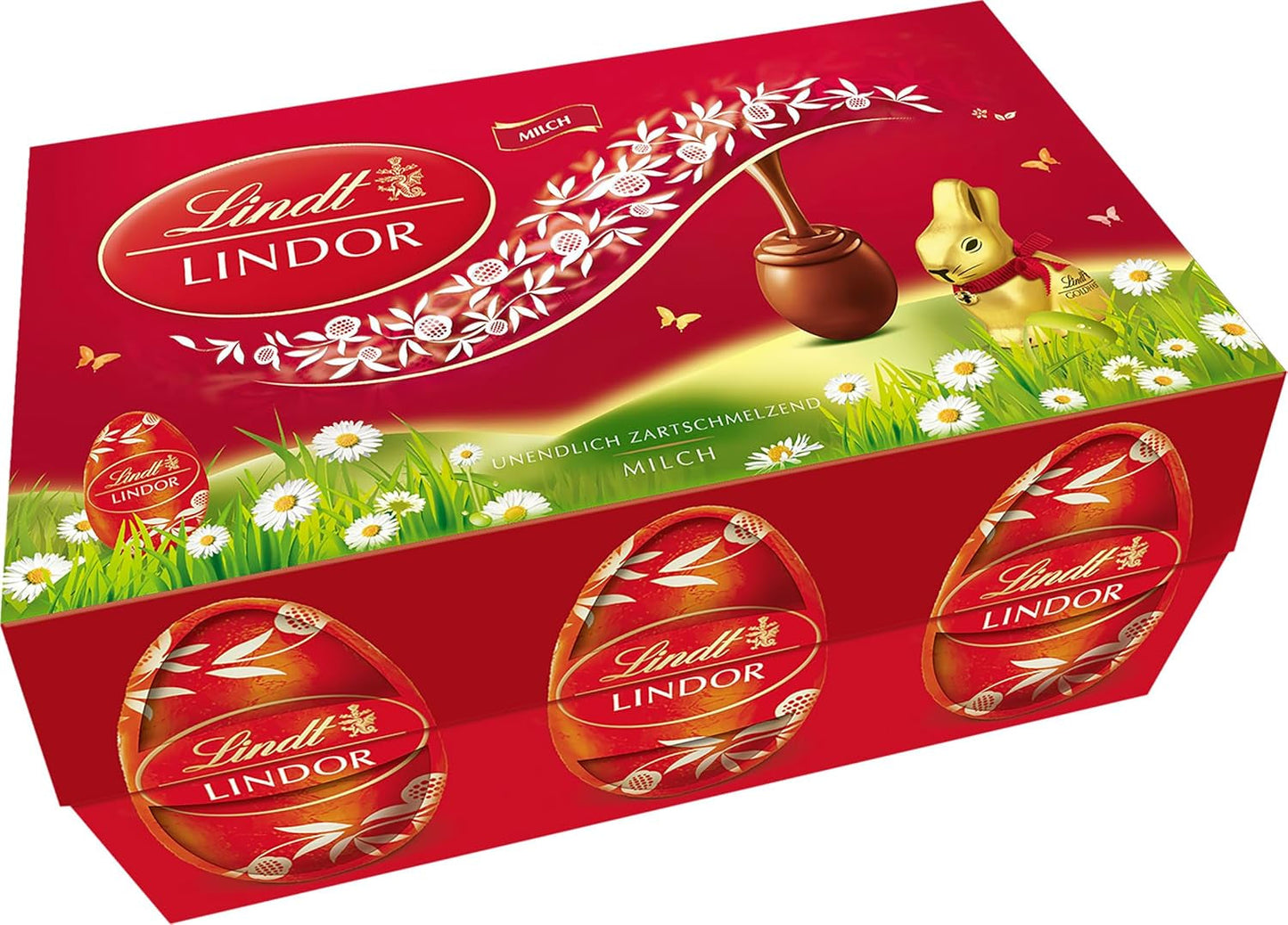 Påskmix Lindt Choklad LINDOR | Kartong 144g | LINDOR-ägg som smälter i munnen i tre varianter: Mjölkchoklad, Mörk choklad, Hasselnöt | Påskchoklad | Gåva av choklad | 1 förpackning