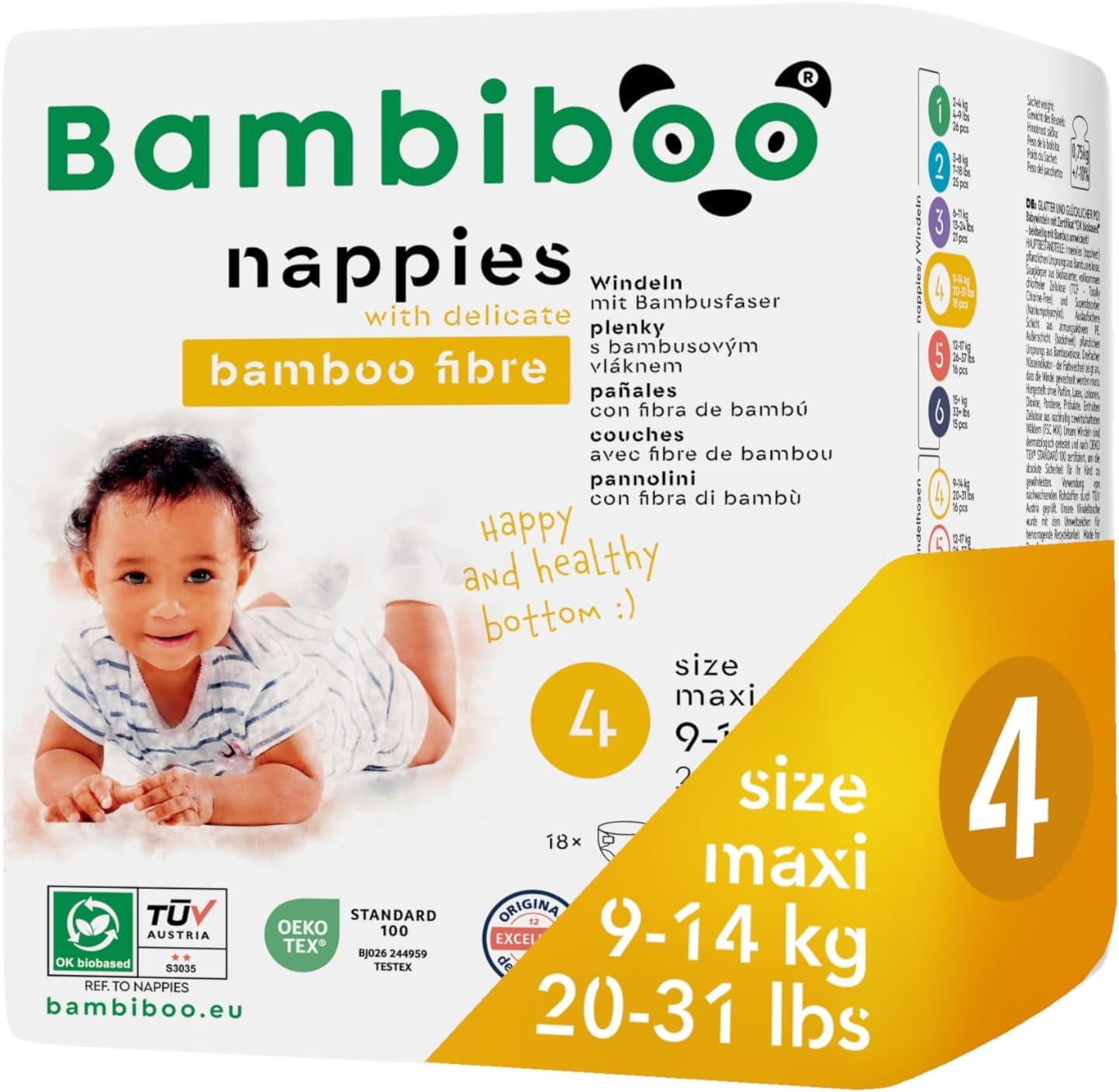 Bambiboo Mini engångsblöjor Hudvänliga med mjuk bambufiber navelsträngsöppning - Blöjor för nyfödda - Engångsblöjor för nyfödda - Hudskydd - Storlek 2, 25 st