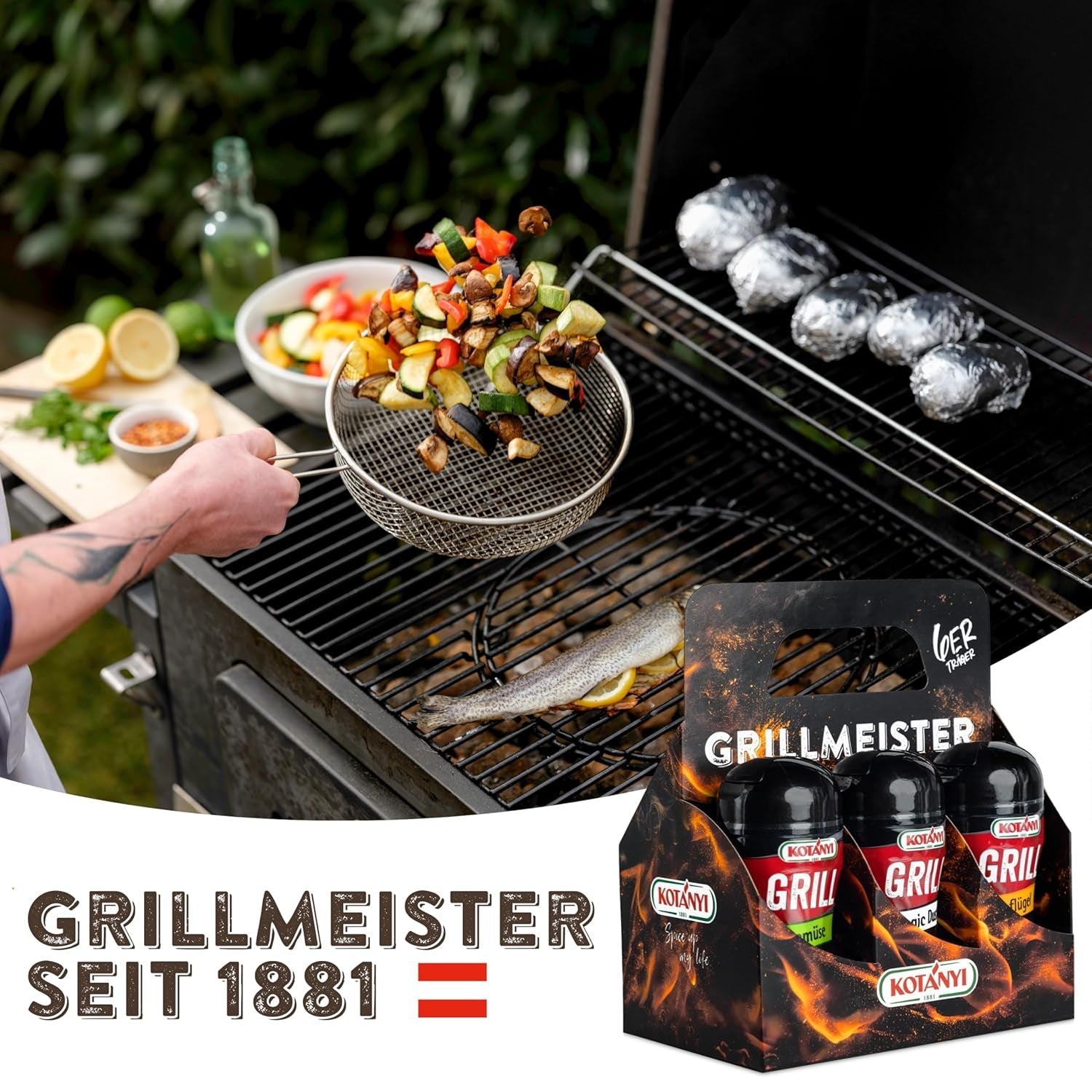 KOTÁNYI Grill Spice Present Set - 6er Carrier - Presenter för män - Grill Zubehör & Spice Set für jedes BBQ - Grill Zubehör inkl. Magic Dust - [Jetzt Geburtstagsgeschenk für Männer bestellen!]