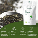 Ekologiskt grönt te med jasmin 100 g (50 koppar) | Jasminte från Kina i bulk, organisk kvalitet REPLANTEA