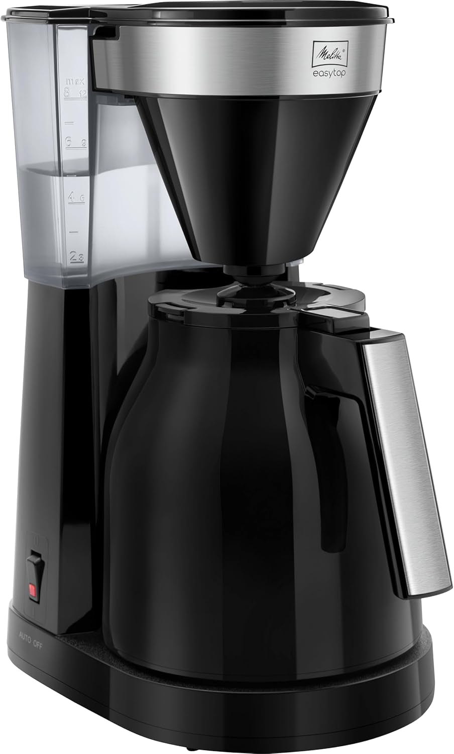 Melitta Easy Top - Espressomaskin med filter och glaskaraff, för upp till 10 kaffekoppar, svart/rostfritt stål