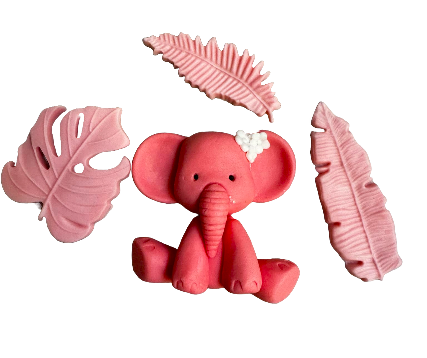 Set med 4 ätliga sockerdekorationer, dop, elefant, flickor Sugar Paste Decorations Naty Shop
